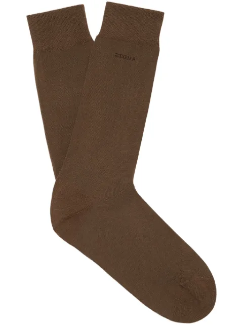 Zegna logo-intarsia socks Brown N5V40681