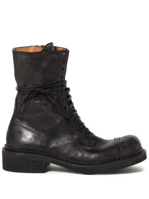 Miu Miu lace-up leather boots Black 5U316EFG0352KJ