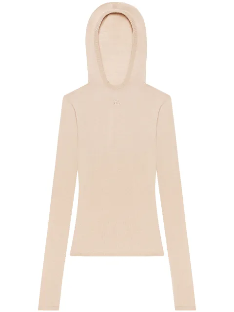 Courrèges hooded knitted top Neutrals 424MPU200FI0060