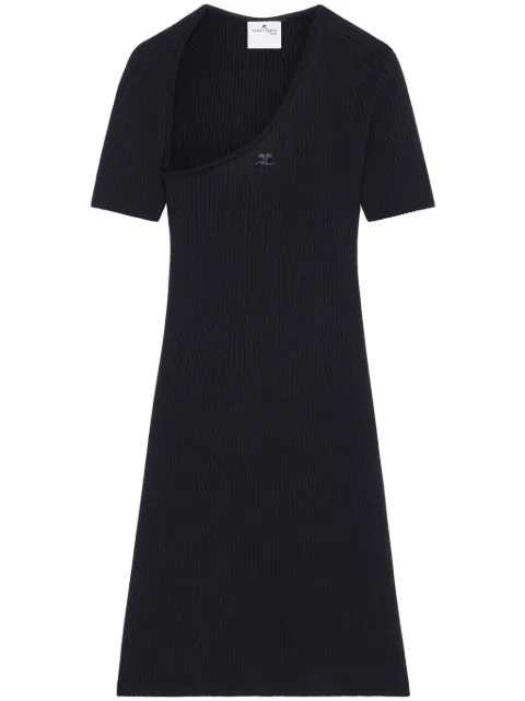 Courrèges slash ribbed knit dress Black 424MRO519FI0001