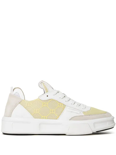 TWINSET Fessura monogram-panel lace-up sneakers White 241TCP210