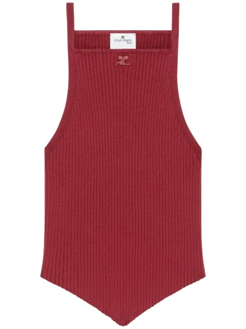 Courrèges Pointy rib-knit tank top Red 123MTO042FI0001