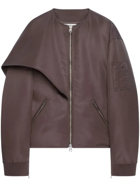 Courrèges bow-collar bomber jacket Brown 424CBL218NY0020