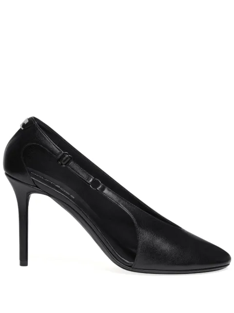 Courrèges 100mm Oblique leather pumps Black 424SPP025CR0052