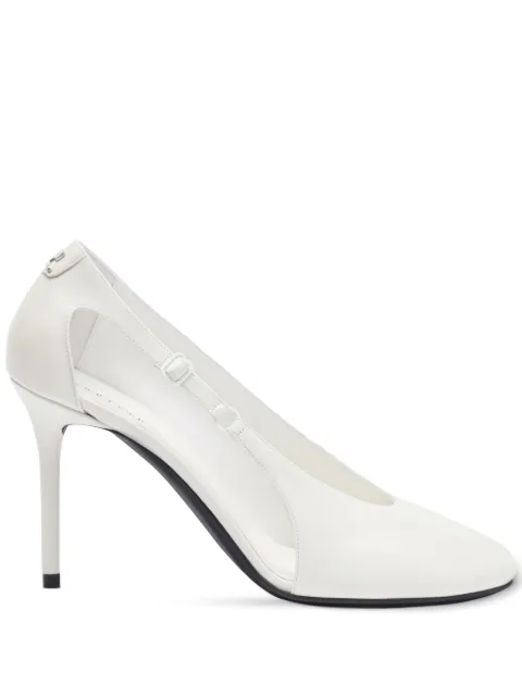 Courrèges 100mm Oblique leather pumps White 424SPP025CR0052