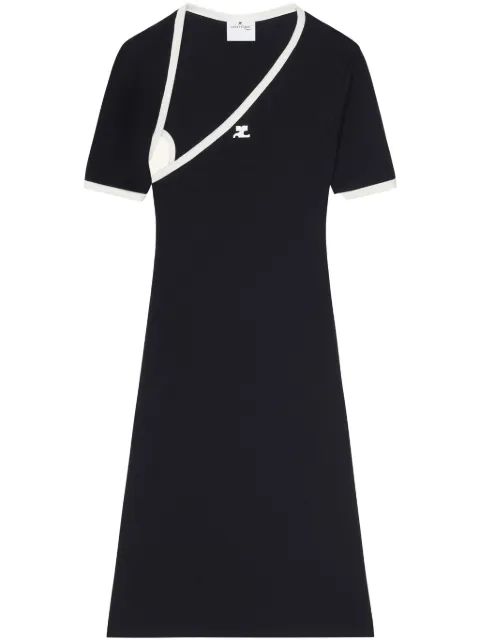 Courrèges asymmetric-neck mini dress Black 424JRO503JS0070