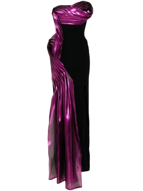 Gaby Charbachy metallic-effect mermaid gown Black GCS1730