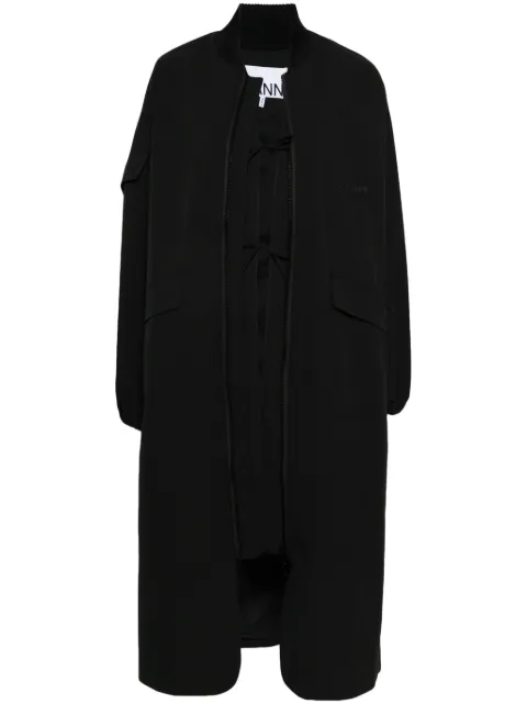 GANNI seersucker parka coat Black F9468