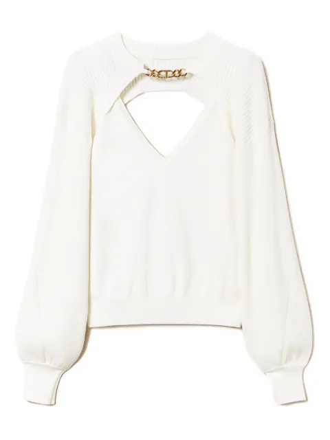 TWINSET chain-embellished ribbed blouse White 241TP3360