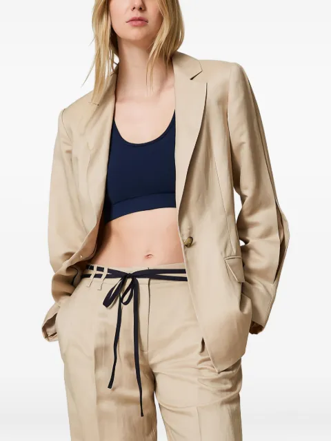 TWINSET pleated-detail blazer Neutrals 241LL2PAA