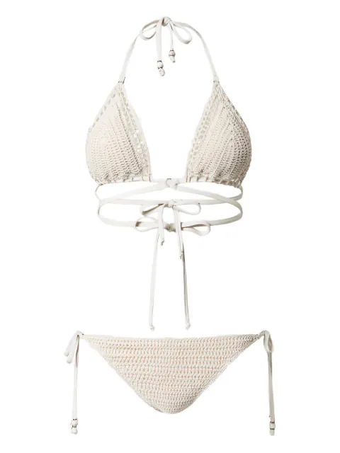 TWINSET crochet-triangle bikini Neutrals 241LMMJ33