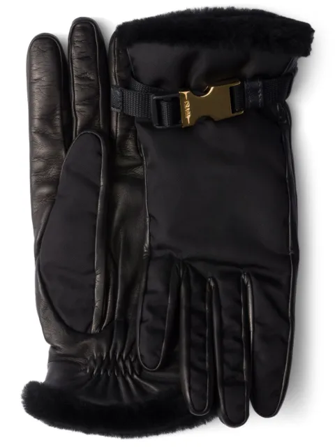 Prada Re-Nylon and shearling gloves Black 1GG136K4D