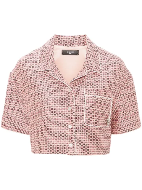 AMIRI bouclé cropped shirt Pink AWSTCA1009