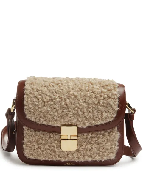 A.P.C. faux-fur detailing shoulder bag Neutrals PSAKDF61413