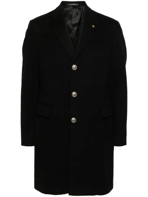 Tagliatore brooch-detail coat Black CFBM13B350001