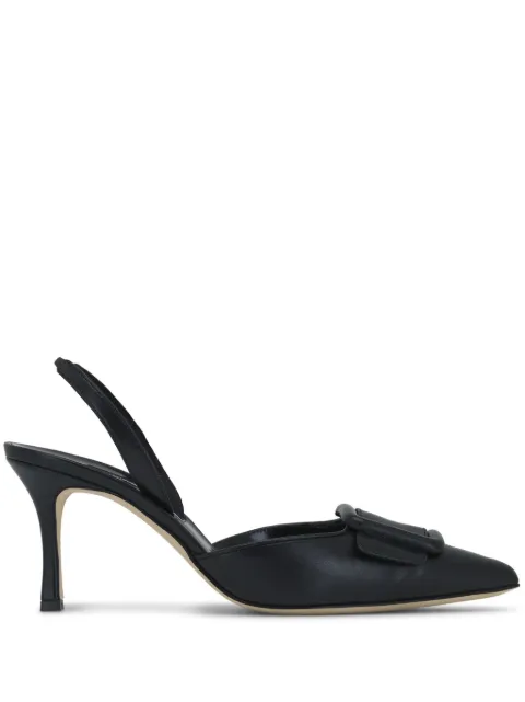 Manolo Blahnik 70mm Maysli nappa leather slingback pumps Black 21902540007
