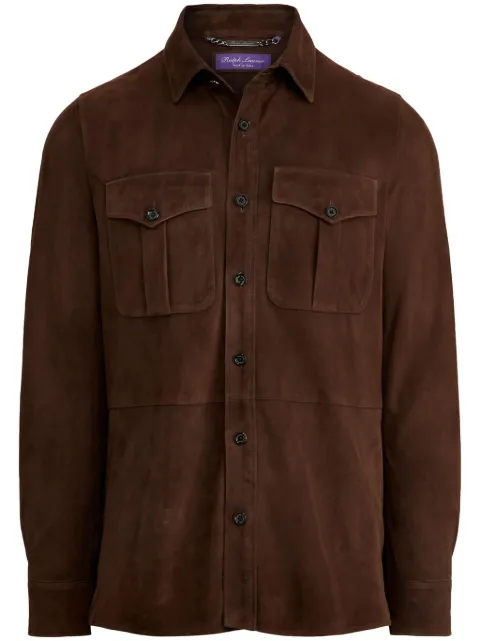 Ralph Lauren Purple Label Barron suede shirt jacket Brown 790654923002