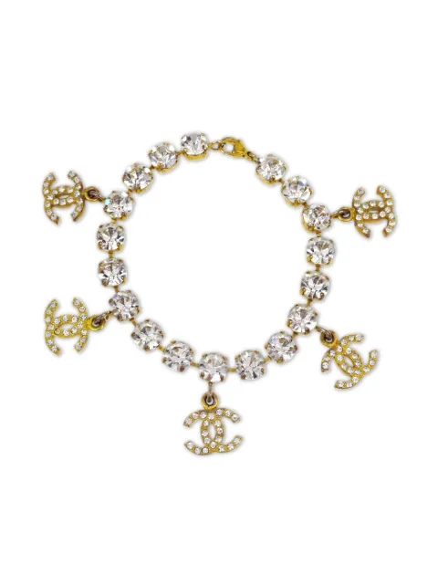 CHANEL Pre-Owned 1995 CC rhinestone-embellished bracelet Gold BR95A