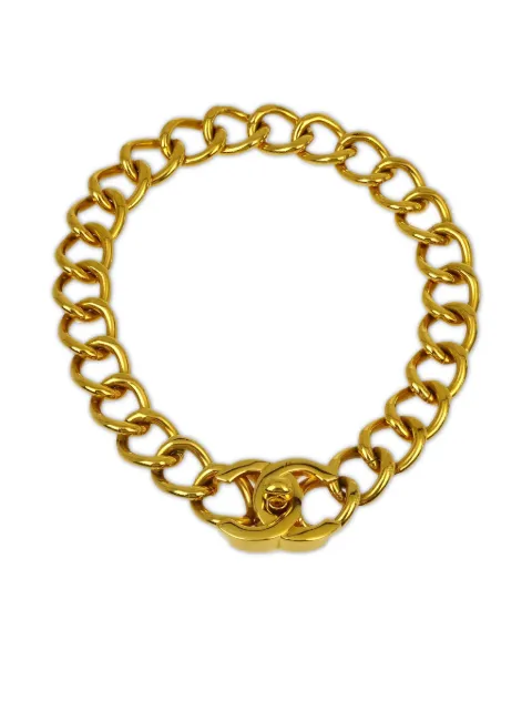 CHANEL Pre-Owned 1996 CC turn-lock chain necklace Gold NC96P