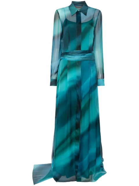 Alberta Ferretti printed chiffon dress Green A04331642