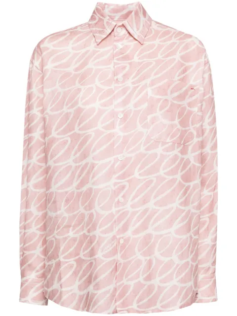 Marni Landscapes-print poplin shirt Pink CAMA0505S4USR006