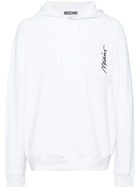 Moschino logo embroidered hoodie White A17180229
