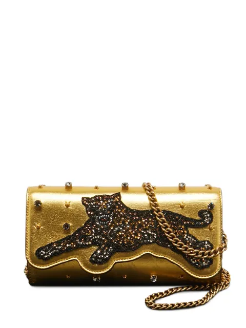 Gucci Pre-Owned embroidered-tiger studded clutch Gold 921685