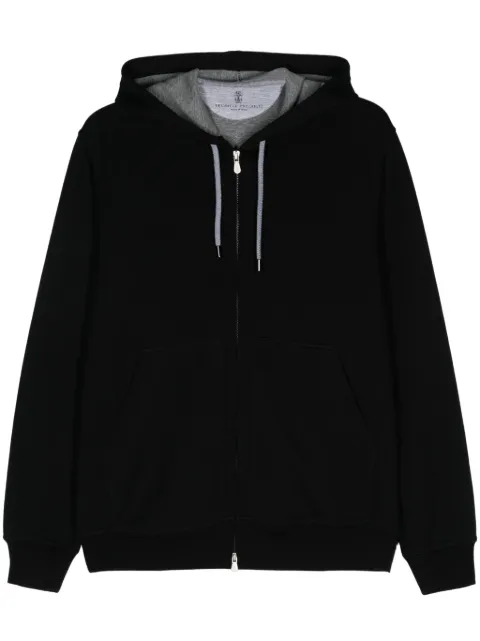 Brunello Cucinelli zip-up drawstring hoodie Black MM8319069GC101