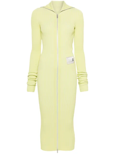 Maison MIHARA YASUHIRO logo-patch midi dress Yellow B13DR582
