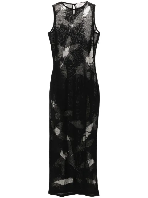 Alexander McQueen feather-intarsia pencil dress Black 798376Q1BAV