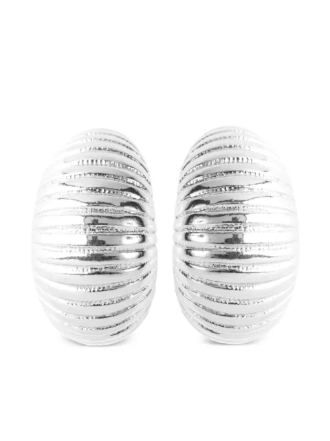 Susan Caplan Vintage 1980s Monet clip-on hoop earrings Silver ER017891