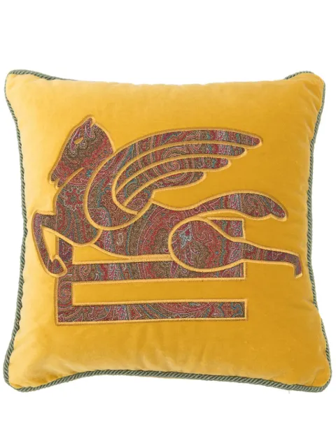 ETRO HOME Pegaso-embroidered cushion (40cm x 40cm) Yellow UKAA0001AR267