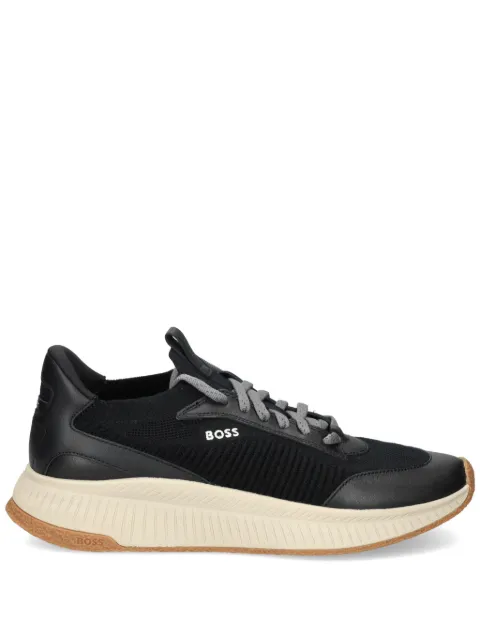 BOSS logo-print knitted sneakers Black 50523162