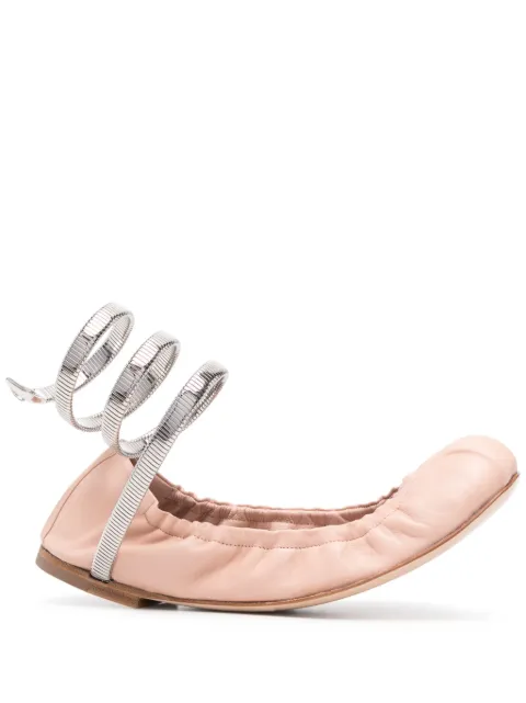 René Caovilla leather ballet flats Pink C12186010NA010137