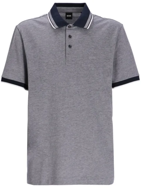 BOSS embroidered-logo cotton polo shirt Grey 50521116