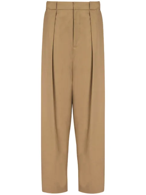 Balmain pleated cotton trousers Neutrals DF0PQ315CF470FK