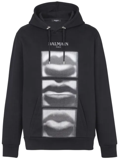 Balmain lips print hoodie Black DH0JT047GE07EAB