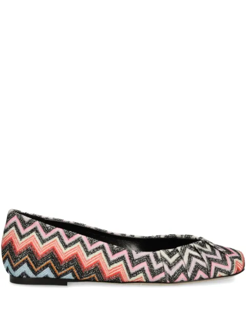 Missoni zigzag-patterned ballerinas Black M31023