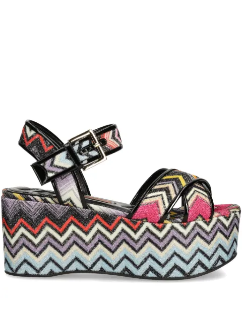 Missoni 85mm zigzag-patterned platform sandals Black M38023