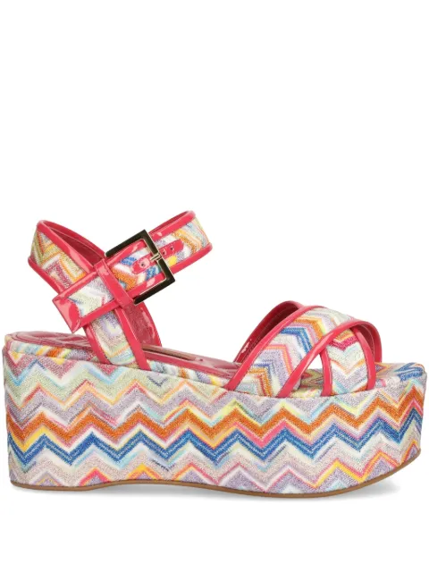 Missoni 85mm zigzag-patterned platform sandals Red M38029