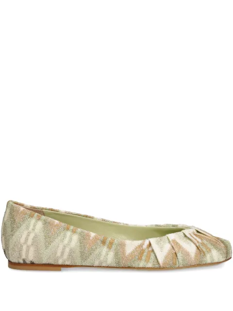 Missoni pleated-front ballerinas Green M31