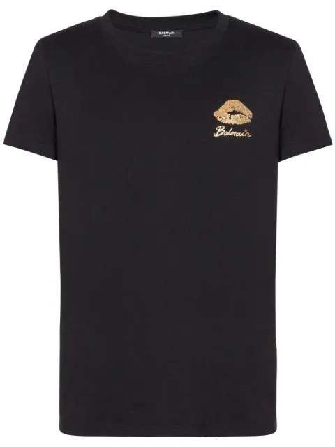 Balmain Balmain Kiss print T-shirt Black DH0EF000GE09EAD