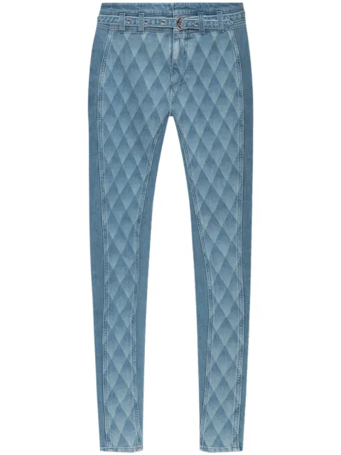 Balmain geometric-print skinny jeans Blue DF1MF035DE70