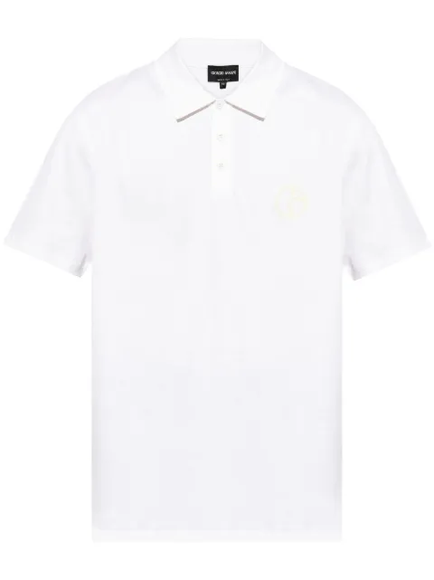 Giorgio Armani logo-embroidered polo shirt White GM000241TE10629