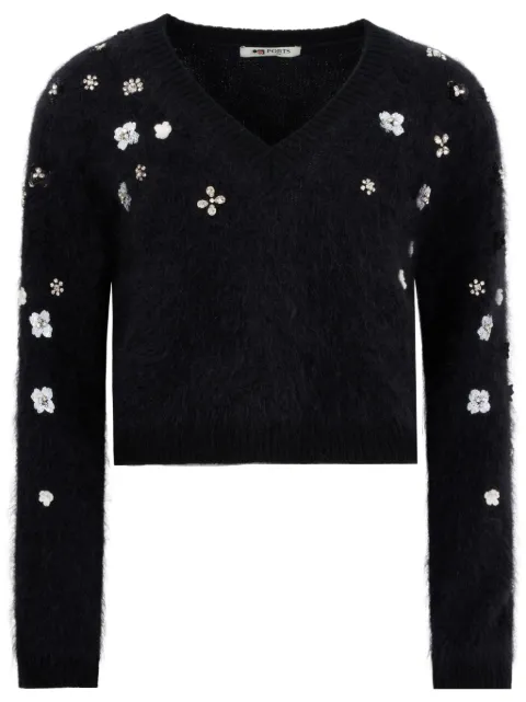 Ports 1961 mohair-blend v-neck sweater Black PW324KFV07YWMY002