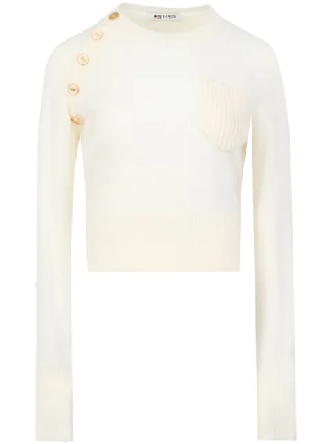 Ports 1961 logo-button wool jumper Neutrals PW324KFC02YWVU005