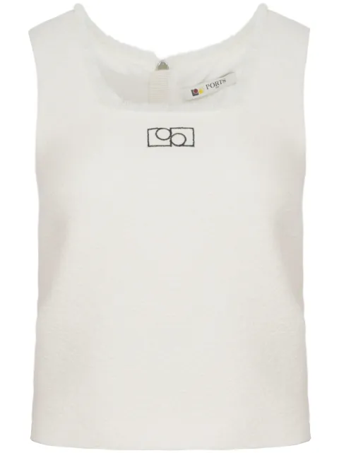 Ports 1961 logo-embroidered tweed top White PW324HSS04FWVU242