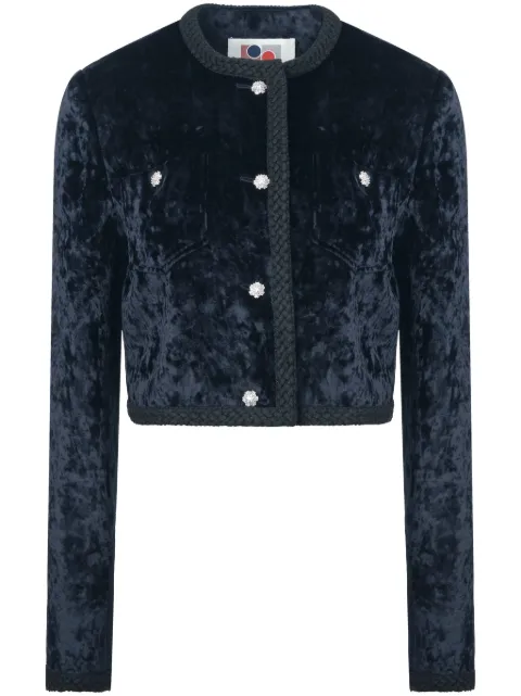 Ports 1961 Ice Floral velvet-effect jacket Blue PW324JSB04FCUU025