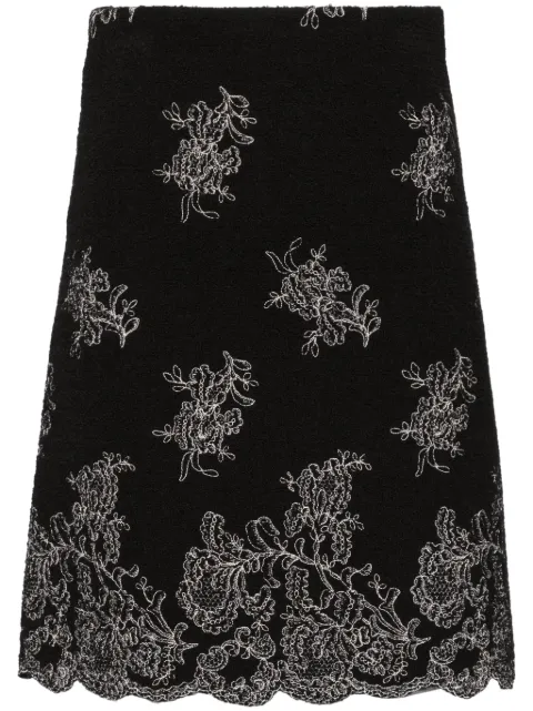 Giambattista Valli floral-embroidered tweed skirt Black 24FWPVTE208330EMB