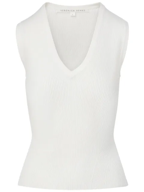 Veronica Beard Sid ribbed-knit top White 2308KS1290309